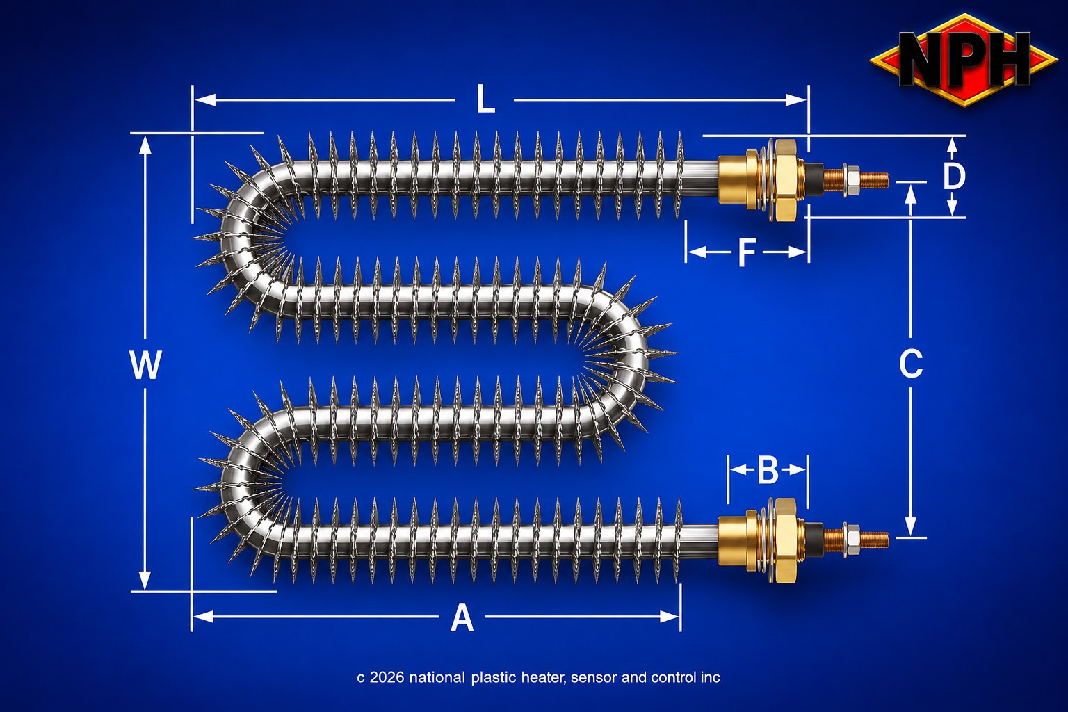 Round Finned Tubular Heaters Diagram